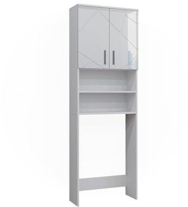 Vicco Mobiletto per lavatrice Irma, Bianco lucido/bianco, 64 x 190.5 cm