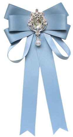 Perfeclan Femmes Cravate Mode pour fête de Mariage Costume Chemise Cravate Ruban Broche Broche pré attaché Strass, Bleu Ciel