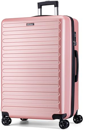 FLIEE Large Suitcase Hard Shell | Aluminum Telescopic Handle | TSA 3 Digit Combination Lock | 4 Dual Spinner Wheels | Lightweight Suitcase Large | Hold Check in Luggage. (Rose, Large 28'')