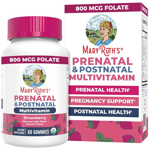 MARYRUTH'S USDA Organic Prenatal & Postnatal Multivitamin Gummies, 60 ct