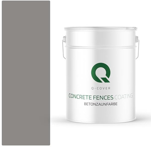 Q-COVER Betonzaunfarbe | 10L | Betongrau | Silikon Farbe | Außen | Betonfarbe | Hydrophobe Farbe | Acrylat Dispersion | Betonzäune | Betonelemente