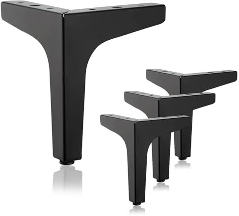 Lot de 4 Pieds de Meubles Noirs 15 cm Pied de Table Basse en Métal Charge Jusqu'à 500 kg Forme de Triangle Pieds de Meuble de Salle de Bain pour Canapés Armoires Buffets