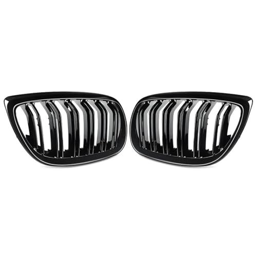 AJOHBM Front Kühlergrille Für B&MW 5er F10 F11 F18 M5 520d 530d 540i 528i 535i 2010-2016 Schwarz Glänzender Frontstoßstangengrill, Doppelt Breiter Nierengrill Auto Frontgrill
