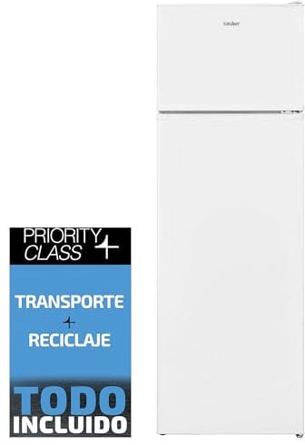 SAUBER - Frigorífico Dos Puertas SERIE 3-2P160-161 x 55 cm - LED - Puertas Reversibles - E - LESS FROST COOLING SYSTEM - ENTREGA EN DOMICILIO Y RETIRADA DEL USADO INCLUIDO