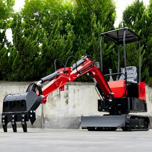 Mini Excavator, 1 Ton Hydraulic Crawler Mini Digger Hydraulic with Canopy. 13.5 hp EPA Engine Trencher Digger Machine for Construction Works,Ideal for Garden, Farm, Construction, and Trenching.