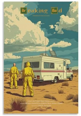 Caiioue Breaking Bad Poster, Vintage-Musikposter für Zimmer, ästhetische Leinwand, Wandkunst, Schlafzimmer-Dekor, 30 x 45 cm