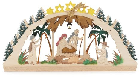 Rudolphs Schatzkiste Bastelsatz Schwibbogen mit der Geburt Christi und LED-Beleuchtung BxHxT 40x20x5cm NEU Lichterbogen Leuchterbogen