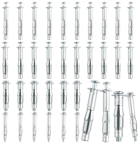 SRunDe 40 Pezzi Tasselli ad Espansione in Metallo Set Tasselli Metallici con Vite Tasselli per Cartongesso M4 M5 M6 M8 Fissaggi per Cartongesso Autoperforanti in Metallo
