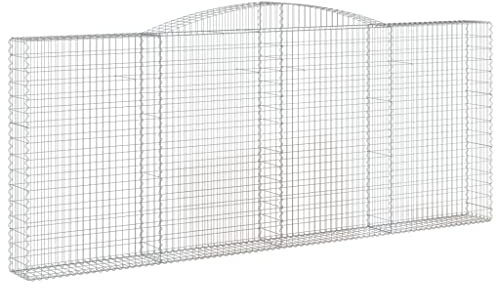 puraday Panier gabion 400 x 30 x 160/180 cm en fer galvanisé - Barrière de jardin multifonction - Décoration en plein air, terrasse, extérieur, mur de gabion - Crochets de gabion renforcés