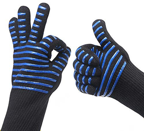 Grillhandschuhe, Grillhandschuhe, hitzebeständig bis 800 °C, professionelle Ofenhandschuhe, rutschfest, für Küche, Grill, Backen, Mikrowelle (L-XXL)