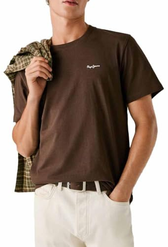 Pepe Jeans Herren Contrast Connor T-Shirt, Braun (Dunkelbraun), L