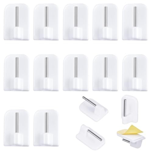 YHTCC 12PCS Self Adhesive Hooks, Sticky Hooks for Hanging, Curtain Pole Brackets, for Bathrooms, Kitchens, Bedrooms