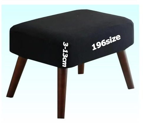 Hockerbezug Quadratisch Ottoman Cover Fußbank Schonbezug Stretch Fußhocker Husse Soft Beschützer Jacquard Slipcovers Sitzhocker mit Elastic Bottom Rund Rechteckig Waschbar Anpassbar(H,45 x 55 cm)