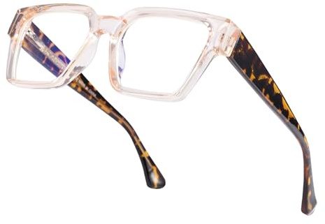 OKH TR90 Blaufilter Brille für Herren und Damen, ohne Sehstärke Gaming Computer Blaulichtfilter Brille, Anti-Augenermüdung und UV-Schutz (Champagner+Schildkröte)