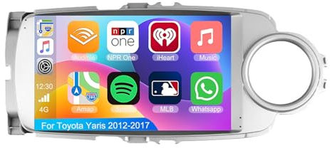 Android 13 Radio Coche para Toyota Yaris 2012-2017 9 Pulgadas HD Pantalla Táctil con Inalámbrico CarPlay y Android Auto, Navegación GPS, FM/RDS, Bluetooth, Control Volante+AHD Cámara Trasera(S-4(4G+64