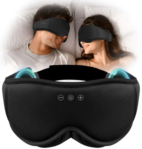 MUSICOZY Schlafmaske mit kopfhörer | 3D Bambus-Baumwolle Schlafkopfhörer | Atmungsaktive & Kühle Schlaf Kopfhörer,100% Schatten Bluetooth 5.4 schlafmaske kopfhörer,Ideal Für Reisen & Seitenschläfer