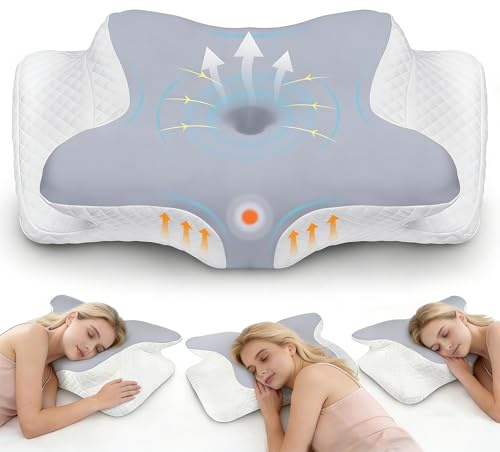TruPaws Memory Schaumstoffkissen für Halsstütze,Langsames Rebound Schmerzlinderung Kühlkissen,Verstellbares ergonomisches orthopädisches Bettkissen zum Schlafen für Seite, Rücken und Magen Schlafen