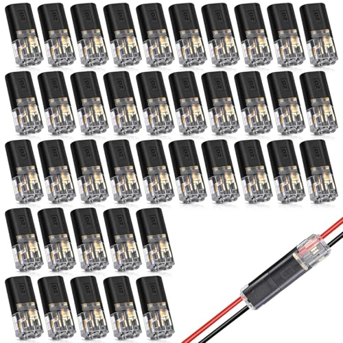 LumenPoles Kabelverbinder, Wasserdicht Steckverbinder, 2 Polig 12V 50 Stück | Auto Kabelverbinder, Steckbarer Verbindungsklemmen, Kabelschuh für 18-22 AWG Kabel Crimp, für LED, Motorrad, Wohnmob