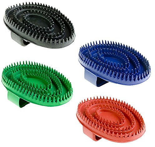 netproshop Gummistriegel Bürste zur Entfernung von losen Fellhaaren bei Pferd Katze Hund, Farbe:Blau, Groesse:M