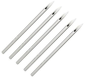 Piercingnadeln für Körper/Nase/Bauchnabel/Brustwarze, in Einzelverpackungen, 5 Stück 12 g silber