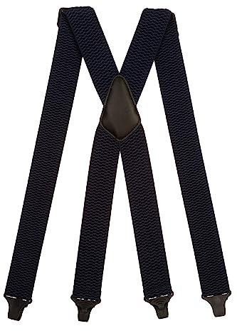 Olata Heavy Duty Hosenträger X-Form mit überkreuzten Trägern/Flughafenfreundliche Herren Hosenträger mit Plastik-Clips – 4cm. Dunkelblau