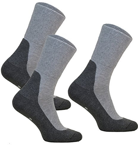 3 Paar Diabetiker Socken ohne Gummibund MEDIC DEO COTTON. Extra Weit Baumwolle Medizin Socken Herren und Damen (41-43, 3 Paar: Grau)