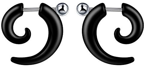 Feilok Unisex Herren Damen Acryl Piercing Spirale Expander Ohrstecker Schnecke Tupfen Plugs Tunnel Ohr Keil Expander Schwarz