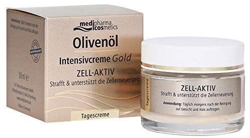 Olivenöl Intensivcreme Gold Zell Aktiv Tagescreme | Reichhaltige Pflege | Für trockene bis sehr trockene Haut | Strafft & unterstützt die Zellerneuerung | Von medipharma cosmetics | 50 ml
