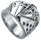 HIJONES Unisex Herren Damen Silber Texas Hold'em Flush Digital -Karte Glücklich Ring aus Rostfreier Stahl Größe 70