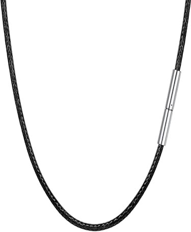 PROSTEEL Halskette/Armband 2mm schwarz geflochten Lederkette Lederband Damen Herren Kunstleder Kette für Anhänger mit Edelstahl Verschluss 71cm/28 lang Kette Accessoire für Geburtstag