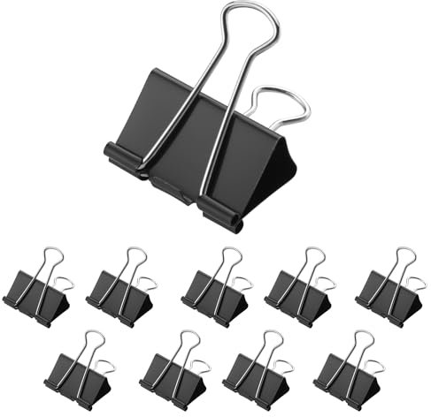 Westcott Foldback Klammern 50mm Schwarz 12 Stück | 12er Pack Metall Klammern für Dokumente | stabile und wiederverwendbare Papierklammern | 50mm Klemmen für Büro und Haushalt | E-10705 00