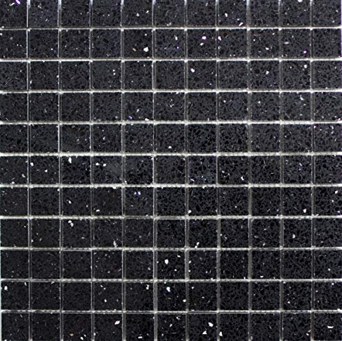 Mosaikfliesen Quarz Komposit Kunststein Artificial schwarz MOS46-ASM22