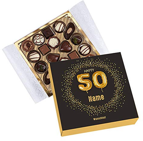 Herz & Heim® Lindt Pralinen zum 50. Geburtstag mit Namen und Glückwunschtext