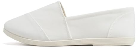 Soda Shoes Women's Obji Round Toe Casual Flat with Padded Insole (White Obji, 8.5)