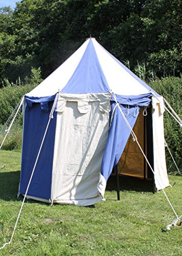 Battle-Merchant Rundes Mittelalterzelt Johann, 3 m Ø | 1,8 m Eingangshöhe, 3 m Innenhöhe, Baumwolle imprägniert, 37 kg, Mittelalter Reenactment, LARP & Historische Darstellungen