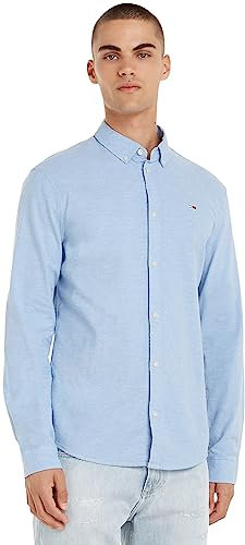 Tommy Jeans Men's Tjm Slim Stretch Oxford Shirt Dm0dm09594 T-Shirt, Perfume Blue, XL