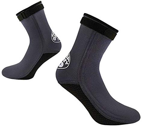 JINTN 3mm Neopren Tauchsocken Neoprensocken Wassersport Schwimmen Socken Strand Wassersocken Taucheranzug Stiefel Flossensocken für Schwimmen, Schnorcheln, Segeln, Surfen Wassersport