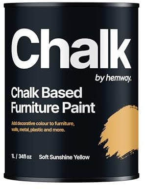 Hemway - Chalk Based Furniture Paint - Soft Sunshine Yellow 1 L | Chalky Matt Shabby Chic Finish for Interior & Exterior Home Decor | Quick Dry & All-in-one