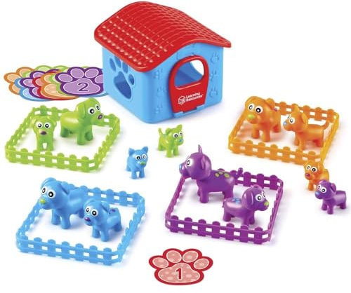 Learning Resources Sort-'Em-Up Pups, Vorschul-Sortierset, Sortieren nach Höhe, Gewicht, Farbe, Zahlen und Ohren-Muster, ab 3 Jahren