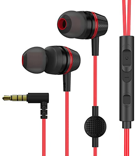 1mii Earphones Wired Headphones with Mic,in-Ear Wired Earbuds with Deep Bass Noise Cancelling,3.5 mm Jack Wired Headset Compatible with iPhone and Android Devices,iPad, MP3 (Red)