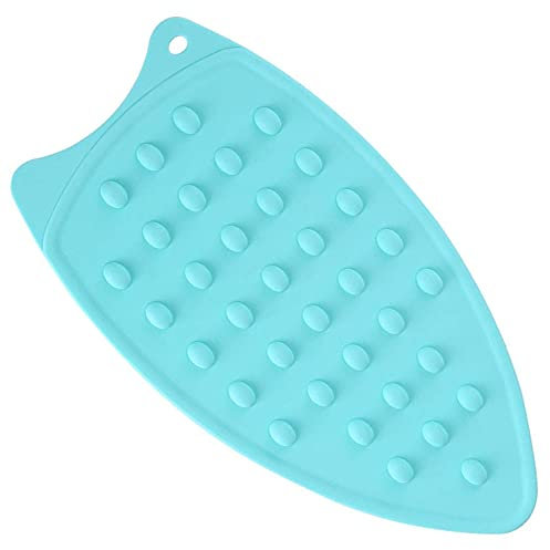 Coussin repose-fer en silicone, tapis de repassage en silicone, tapis chauffant pour planche à repasser, plateau de plaque polyvalent résistant à la chaleur pour fer à vapeur sec, bleu ciel