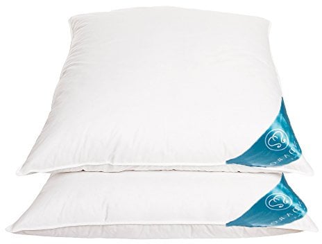 Sandaro Home Kissen 80x80 Daunen 2er- Set mit 3-Kammer-Füllung, Ultra-Komfort-Kombination, 100% Baumwollbezug - leicht zu waschen (1400)
