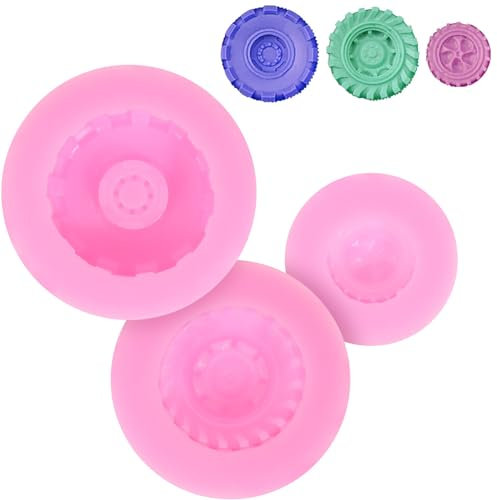 Mobestech 3D- Runde Reifen Fondantform Runde Auto- LKW- Traktorradform Silikonform für Zuckerfahrzeuge Kuchen Dekorieren von Touchpolymer- Ton- Seifen Kerze