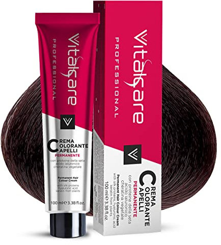 Vitalcare Professional - Colorazione Permanente Professionale, Crema Colorante Capelli, Tintura Capelli con Proteine della Seta, Rosso Veneziano (n° 5/56), 100 ml
