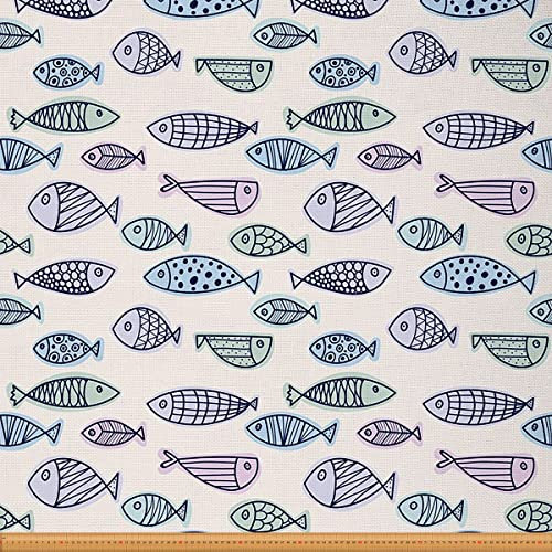 Loussiesd Fische Polsterstoff für Stühle Couch Abstrakt Fische Drucken Meerlife Draussen Stoff von The Yard Ozean Marine Themad Dekostoff für Polster und Heimwerkerprojekte Blau Grün Rosa 276x150cm