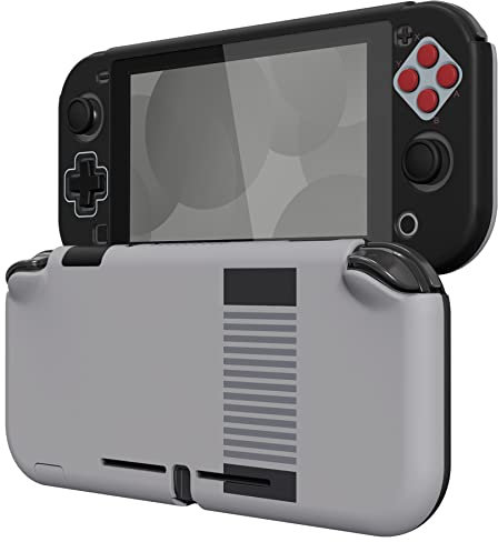eXtremeRate PlayVital Funda para Nintendo Switch Lite Carcasa Estuche Acoplable con Protector de Pantalla de Vidrio Templado Protectora Duradera para Control Switch Lite(Clásico NES)