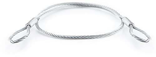 DQ-PP Cuerda de Acero Alambre Grueso con Ojales, Longitud: 0,3 m/30 cm, Grosor: 5 mm, 6 x 19, Cable de Acero con Trabillas, Cable Antirrobo para Muebles de Jardín, Bicicleta, Cuerda de Seguridad