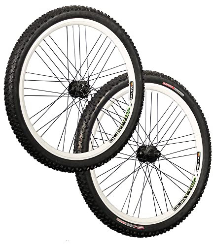 Fahrrad Laufradsatz 26 Zoll Hohlkammer MTB Shimano Disc Set mit Bereifung weiß