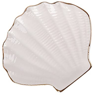 Cabilock Plateau à Bijoux Céramique Coquillage Blanc Plateau de Bijoux Ornment de Commode Bureau Salon Fête Banquet