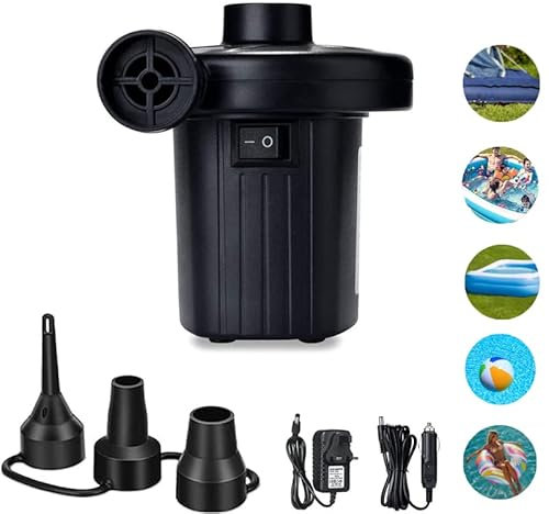 Electric Air Pump, Camping Electric Pumps for Inflatables with 3 Nozzles,Air Pump for Air Mattress, Boats,Inflatable Beds, Paddling Pools, UK 3 Pin Plug